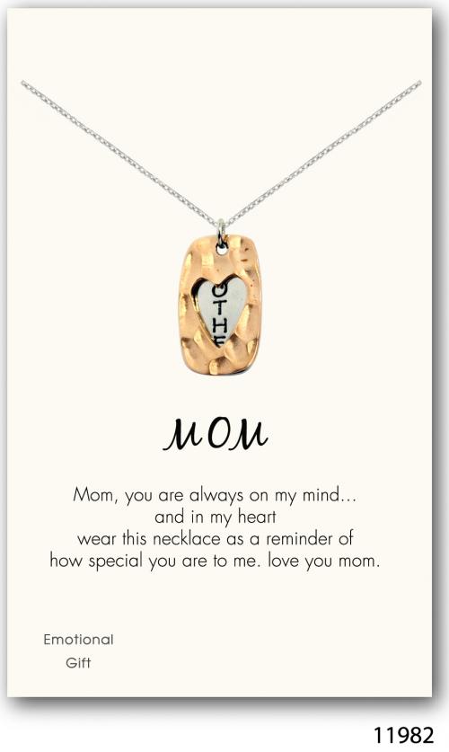 Mom\'s golden heart silver pendant